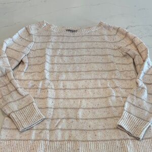 LOFT Cream and Pink Striped Sweater
